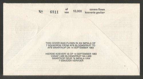 SA AIR FORCE (SAAF) FLIGHT COVER # 14 1983 40TH ANNIV KOS INVASION SIGNED ARTIST G VAN RHYN