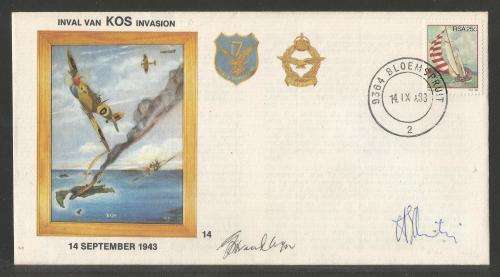 SA AIR FORCE (SAAF) FLIGHT COVER # 14 1983 40TH ANNIV KOS INVASION SIGNED KIRBY / ARTIST G VAN RHYN