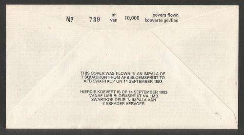 SA AIR FORCE (SAAF) FLIGHT COVER # 14 1983 40TH ANNIV KOS INVASION SIGNED KIRBY / ARTIST G VAN RHYN