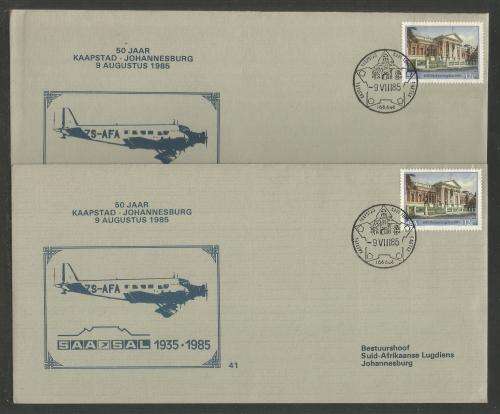 SA AIRWAYS (SAA) FLIGHT COVER # 41 1985 50 YEARS CT - JHB (BOTH LIGHT and DARK PRINTING SHADES)