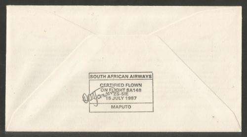 SA AIRWAYS (SAA) FLIGHT COVER # 44 1987 2ND REGIONAL SERVICE JHB - LOURENCO MARQUES