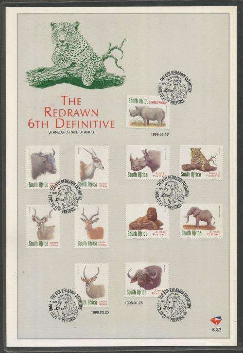 RSA 1998 REDRAWN 6TH DEFINITIVE OFFICIAL FIRST DAY CARD 6.83 IMPERF AS BELOW