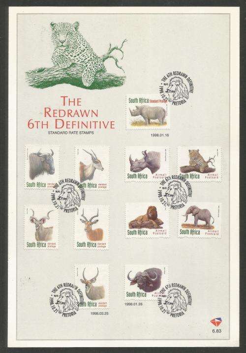RSA 1998 REDRAWN 6TH DEFINITIVE OFFICIAL FIRST DAY CARD 6.83 IMPERF AS BELOW
