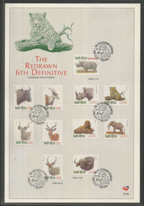 RSA 1998 REDRAWN 6TH DEFINITIVE OFFICIAL FIRST DAY CARD 6.83 IMPERF AS BELOW