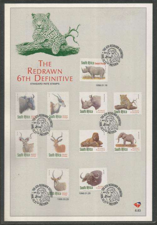 RSA 1998 REDRAWN 6TH DEFINITIVE OFFICIAL FIRST DAY CARD 6.83 IMPERF AS BELOW