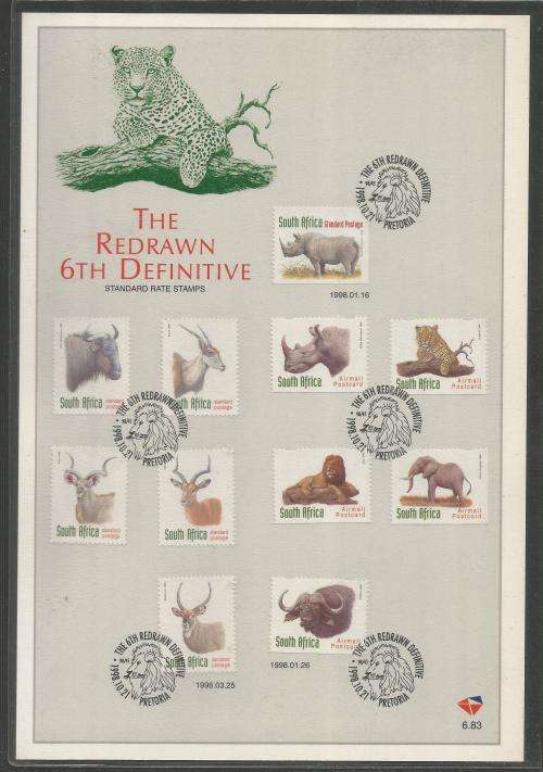 RSA 1998 REDRAWN 6TH DEFINITIVE OFFICIAL FIRST DAY CARD 6.83 IMPERF AS BELOW