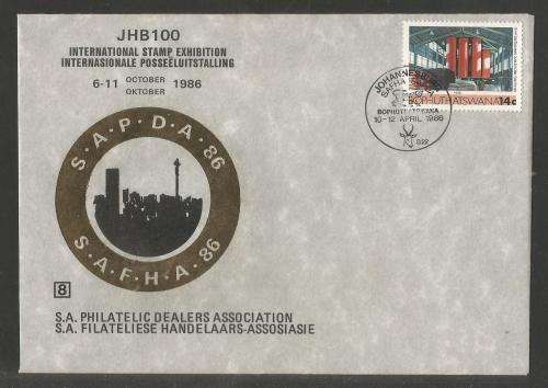 BOP 1986 JHB 100 INTERNATIONAL STAMP EXHIBITION COM COVER #8