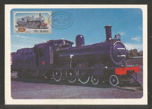 RSA 1983 25c STEAM LOCOMOTIVE MAXI CARD WITH ADDED STAMP - DE AAR D/S