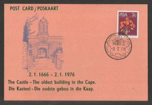RSA 1976 CAPE TOWN CASTLE POSTCARD WITH CASTLE DATE STAMP