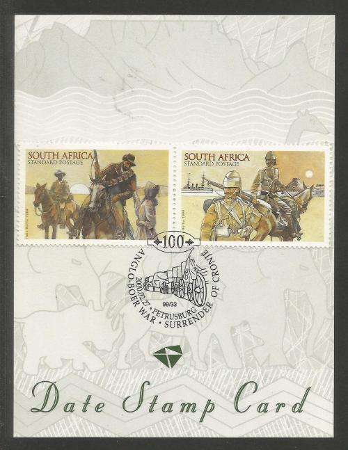 RSA 1999 ANGLO BOER WAR - SURRENDER OF CRONJE DATE STAMP CARD 99/33