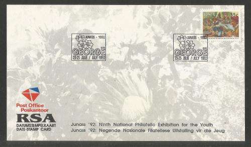 RSA 1992 JUNASS 92 YOUTH PHILEX SPECIAL D/S 23-25/7/92 - DATE STAMP CARD S159 WITH STAMP 3/5