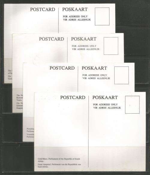RSA 1985 SET OF 4 CAPE PARLIAMENT UNUSED POSTCARDS