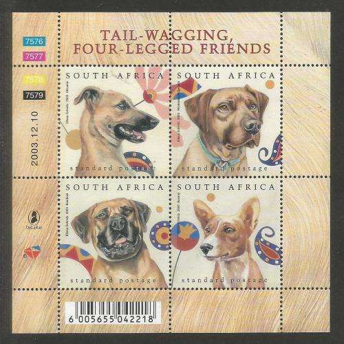 RSA 2003 DOGS MNH MINIATURE SHEET REPRINT DECEMBER