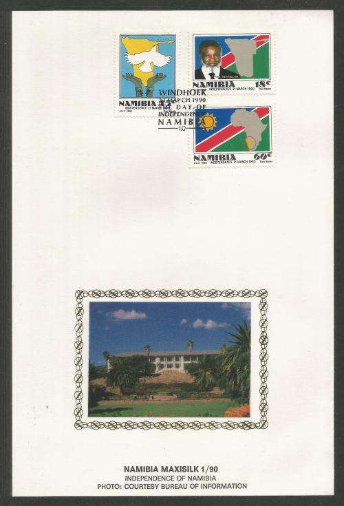 NAMIBIA 1990 INDEPENDENCE LIMITED EDITION MAXISILK CARD #1/90