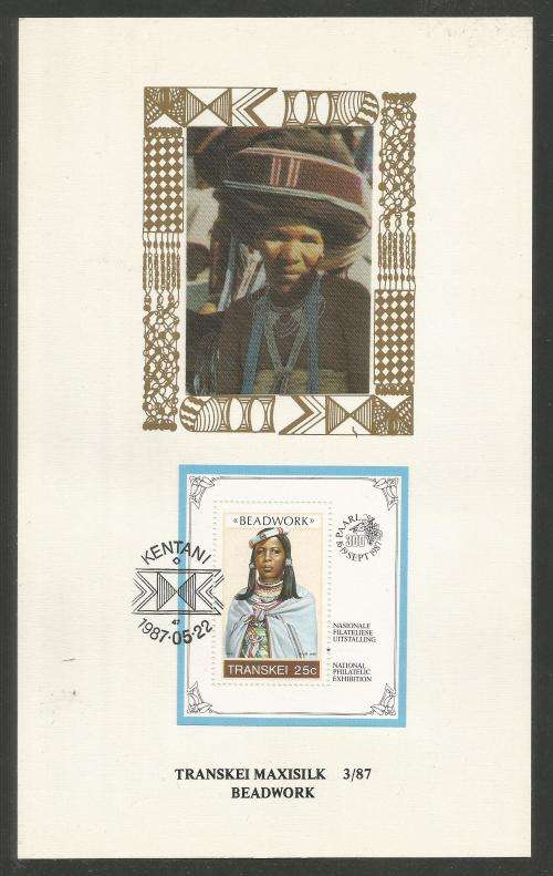 TRANSKEI 1987 BEADWORK M/S LIMITED EDITION MAXISILK CARD #3/87