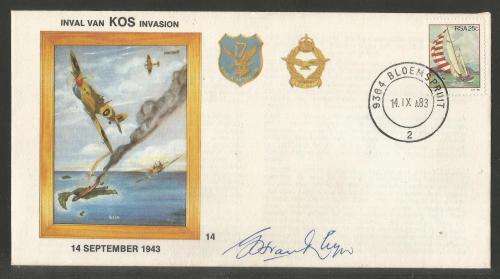 SA AIR FORCE (SAAF) FLIGHT COVER #14 - 1983 40TH ANNIV KOS INVASION SIGNED BY ARTIST GVR