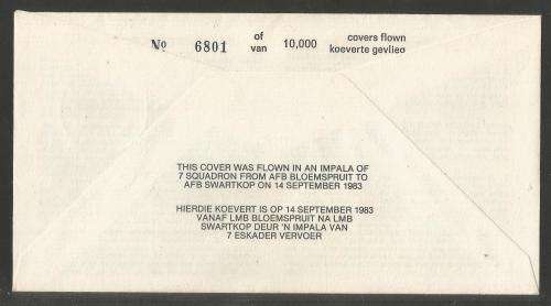 SA AIR FORCE (SAAF) FLIGHT COVER #14 - 1983 40TH ANNIV KOS INVASION SIGNED BY ARTIST GVR