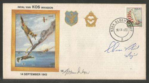 SA AIR FORCE (SAAF) FLIGHT COVER #14 - 1983 40TH ANNIV KOS INVASION SIGNED BY 2