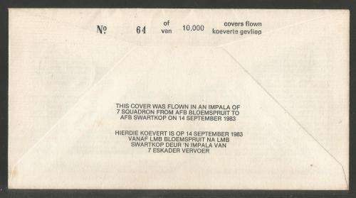 SA AIR FORCE (SAAF) FLIGHT COVER #14 - 1983 40TH ANNIV KOS INVASION SIGNED BY 2
