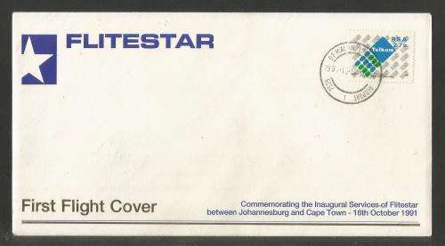 AVIATION 1991 FLITESTAR #1 1ST FLIGHT COVER CAPE TOWN - JHB 16/10/91