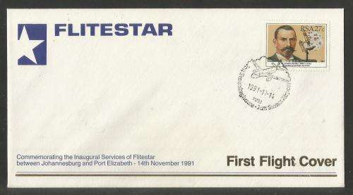 AVIATION 1991 FLITESTAR #5 1ST FLIGHT COVER JHB - PORT ELIZABETH 14/11/91