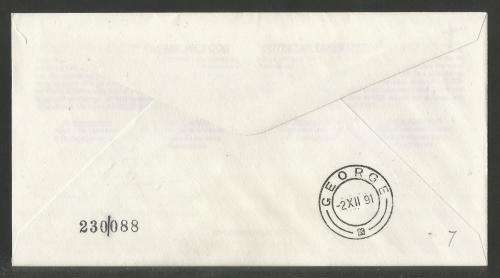 AVIATION 1991 FLITESTAR #7 1ST FLIGHT COVER CAPE TOWN - GEORGE 2/12/91