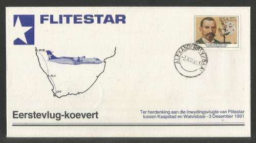 AVIATION 1991 FLITESTAR #14 1ST FLIGHT COVER ALEXANDER BAY - CAPE TOWN 3/12/91