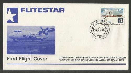 AVIATION 1992 FLITESTAR #16 1ST FLIGHT COVER GEORGE - PORT ELIZABETH 6/1/92