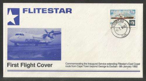 AVIATION 1992 FLITESTAR #17 1ST FLIGHT COVER WYNBERG - DURBAN 6/1/92