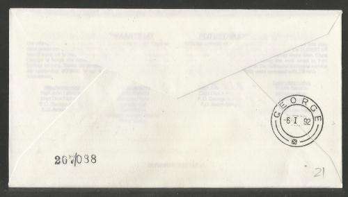 AVIATION 1992 FLITESTAR #21 1ST FLIGHT COVER DURBAN - GEORGE 6/1/92