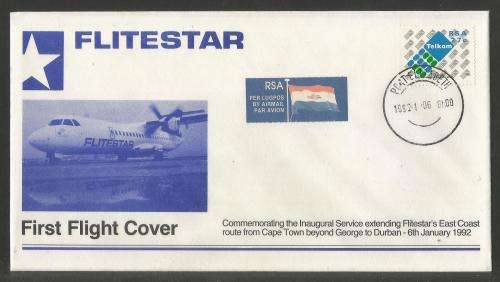 AVIATION 1992 FLITESTAR #22 1ST FLIGHT COVER PORT ELIZABETH - GEORGE 6/1/92
