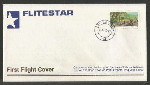 AVIATION 1992 FLITESTAR #29 1ST FLIGHT COVER PORT ELIZABETH - CAPE TOWN 2/3/92