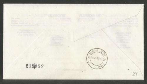 AVIATION 1992 FLITESTAR #29 1ST FLIGHT COVER PORT ELIZABETH - CAPE TOWN 2/3/92