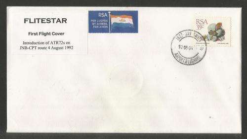 AVIATION 1992 FLITESTAR #37 1ST FLIGHT COVER ATR72 JHB - CAPE TOWN 4/8/92