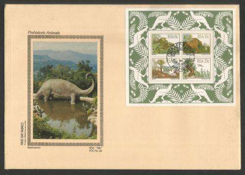 RSA 1982 PREHISTORIC ANIMALS M/S SILK FDC 2A