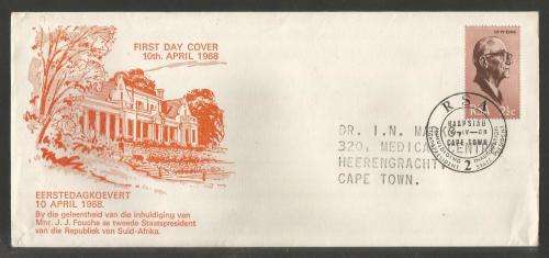 RSA 1968 PRESIDENT J FOUCHE DOCTORS FDC BY WARNER PHARMACEUTICALS