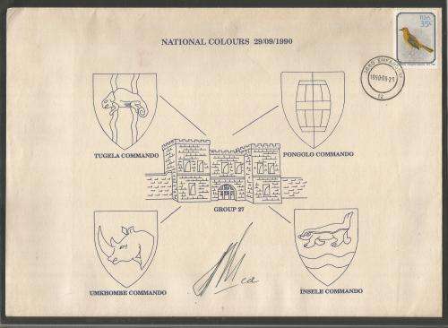 MILITARY COM COVER 1990 NATIONAL COLOURS GROUP 27 SIGNED BY 1 OFFICER