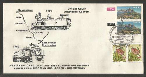 RAILWAYS COM COVER - 1980 CENTENARY OF RAILWAY LINE EAST LONDON - QUEENSTOWN