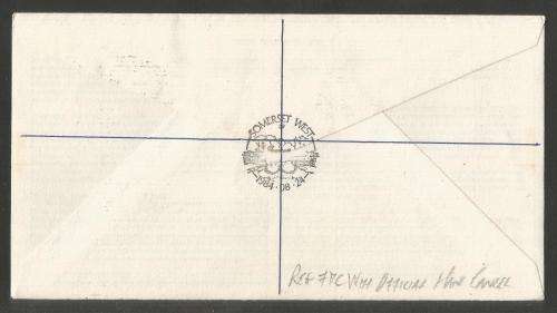 RSA 1984 BRIDGES OFFICIAL FDC #4.9 WITH OFFICIAL HAND CANCEL REG TO QUEENSWOOD