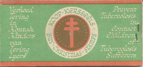 UNION SA 1950 1S CHRISTMAS LABELS BOOKLET COMPLETE WITH 2 PANES (STAPLED)
