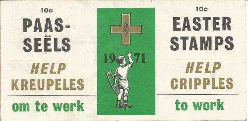 RSA 1971 HELP CRIPPLES EASTER LABELS BOOKLET COMPLETE WITH 1 PANE OF 10