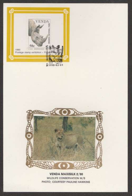 VENDA 1990 WILDLIFE CONSERVATION M/S LIMITED EDITION MAXISILK CARD 2/90