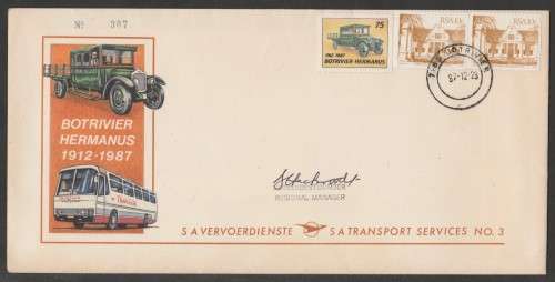 RSA 1987 SA TRANSPORT SERVICES BOTRIVIER COM COVER SIGNED BY REGIONAL MANAGER