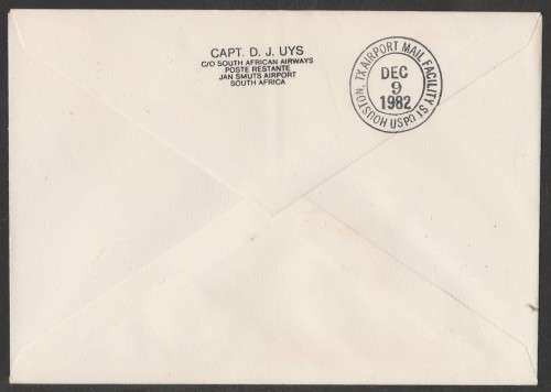AVIATION 1982 KEMPAIR FLIGHT COVER #1.33 1ST SAA FLIGHT JHB TO HOUSTON