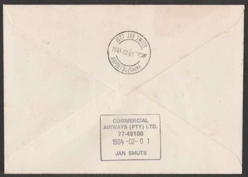 AVIATION 1984 KEMPAIR FLIGHT COVER #1.55 INAUGURAL FLIGHT COMAIR FOKKER F27 FRIENDSHIP PMB TO JHB