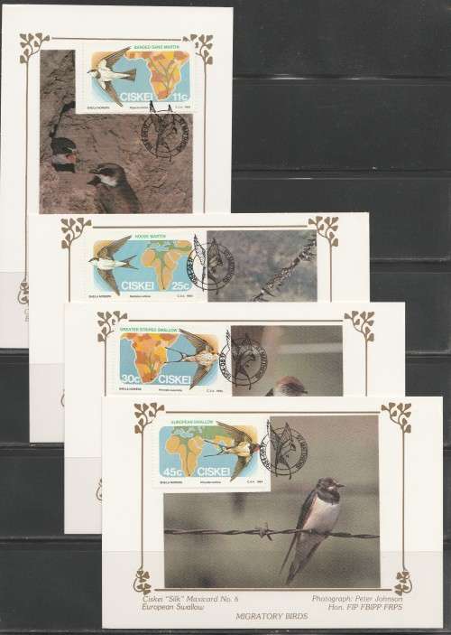 CISKEI 1984 MIGRATORY BIRDS SET OF 4 LIMITED EDITION MAXISILK CARDS No 6