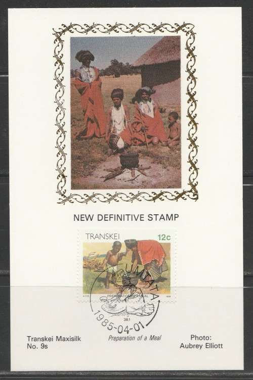 TRANSKEI 1985 12c DEFINITIVE LIMITED EDITION MAXISILK CARD No 9S