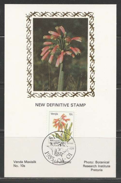 VENDA 1985 12c DEFINITIVE LIMITED EDITION MAXISILK CARD No 10S