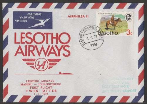 AVIATION 1979 AIRPHILSA FLIGHT COVER #11 1ST FLIGHT TWIN OTTER MASERU TO JHB