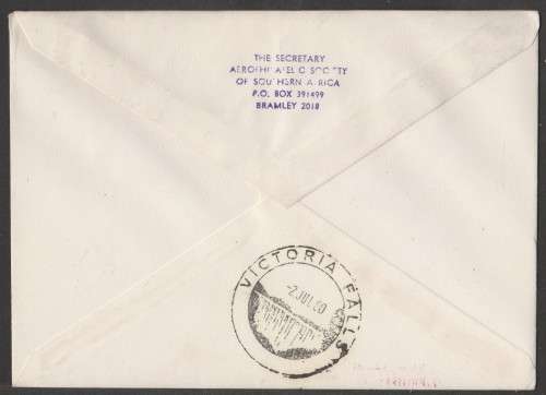 AVIATION 1980 AIRPHILSA FLIGHT COVER #13 1ST RESUMED FLIGHT JAN SMUTS TO VICTORIA FALLS